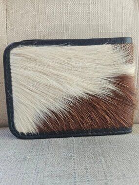 Handmade Real Fur Wallet Unisex Cardholder Genuine Leather Bifold Purse Billfold